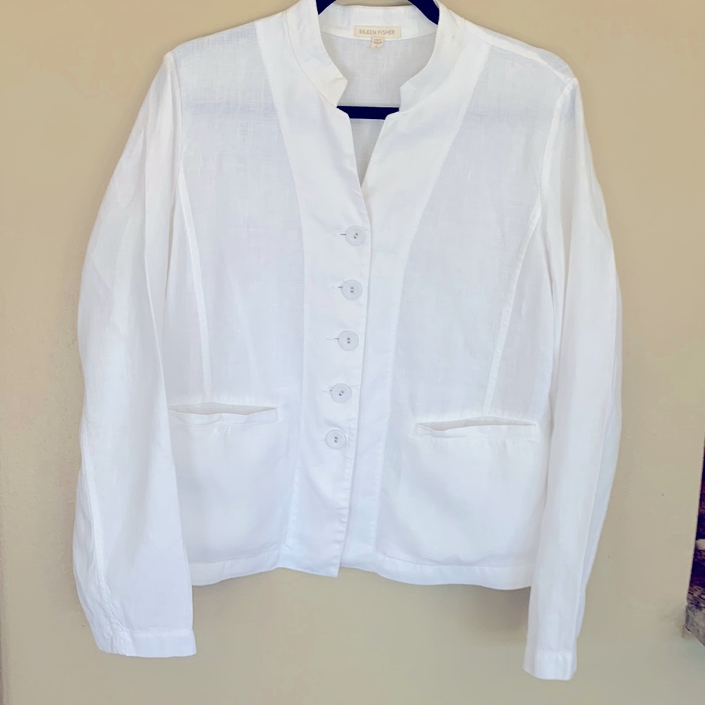 Eileen Fisher jacket, white linen, size S